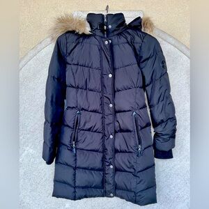 Ralph Lauren Lauren Women’s Down Puffer Coat Faux Fur Hood Black PETIT XS